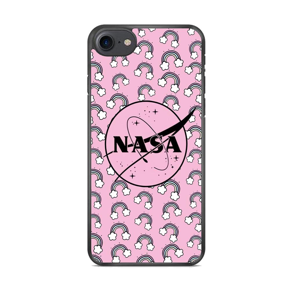 Nasa and Rainbow Features iPhone 8 Case-Rubber Black (2D Case)-Oxvistore