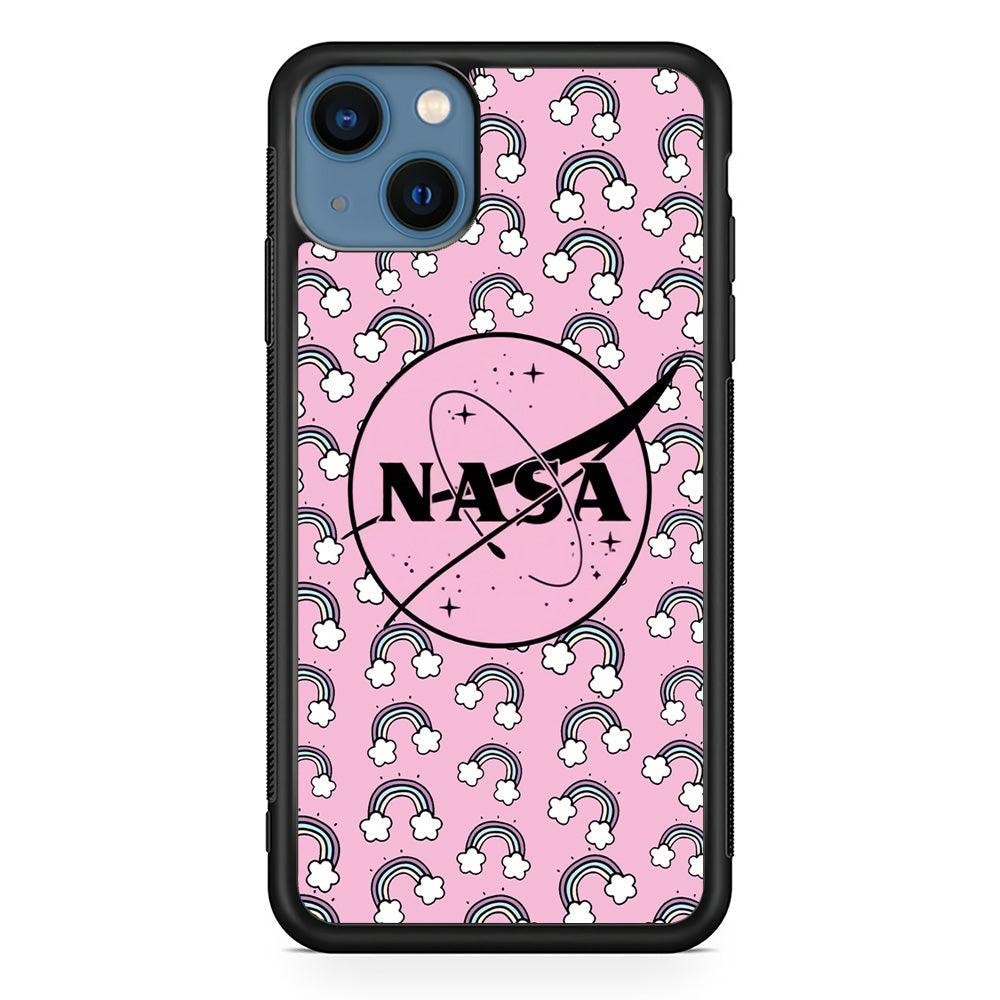 Nasa and Rainbow Features iPhone 13 Case-Rubber Black (2D Case)-Oxvistore