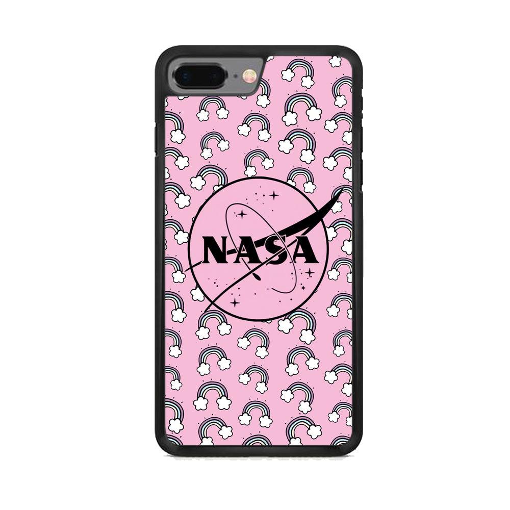 Nasa and Rainbow Features iPhone 7 Plus Case-Rubber Black (2D Case)-Oxvistore