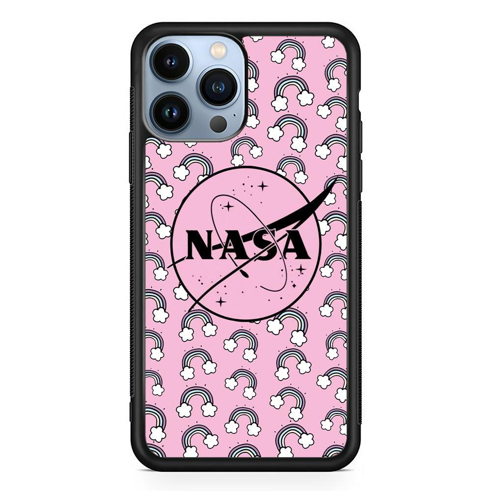 Nasa and Rainbow Features iPhone 13 Pro Max Case-Rubber Black (2D Case)-Oxvistore