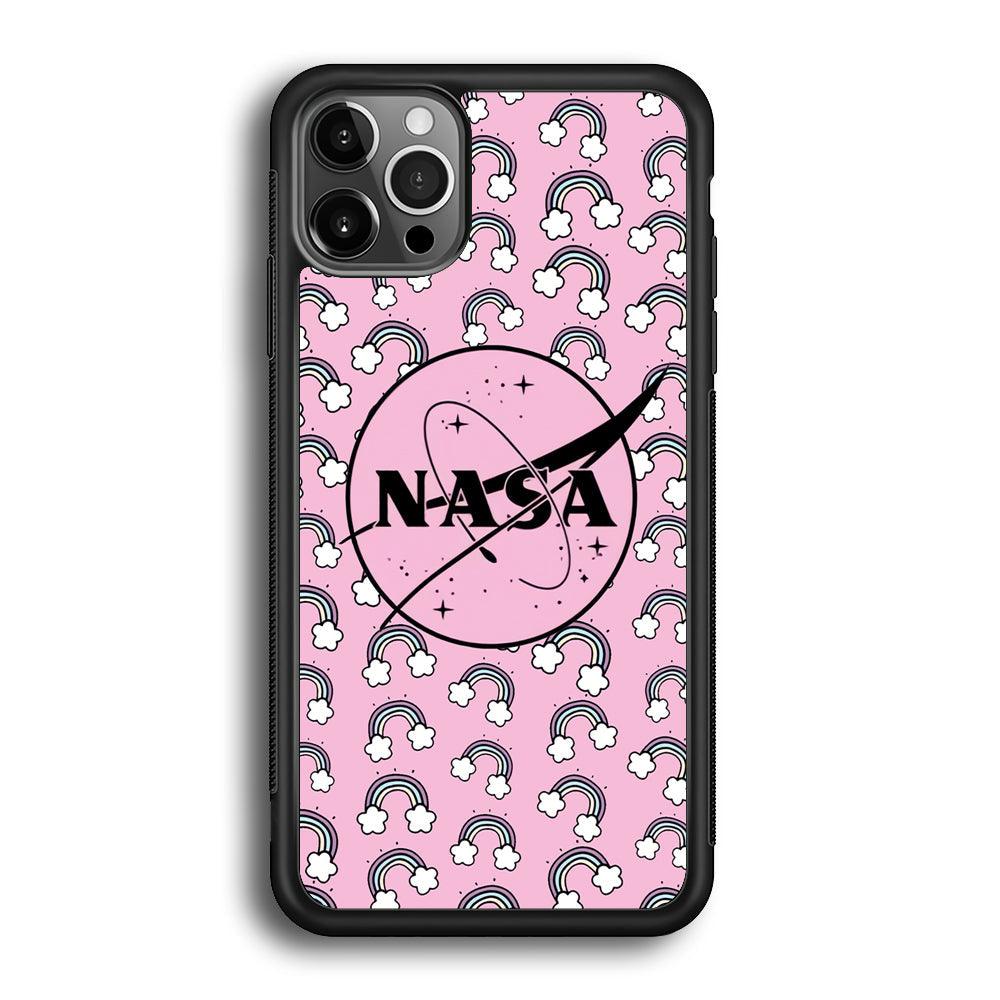 Nasa and Rainbow Features iPhone 12 Pro Max Case-Rubber Black (2D Case)-Oxvistore