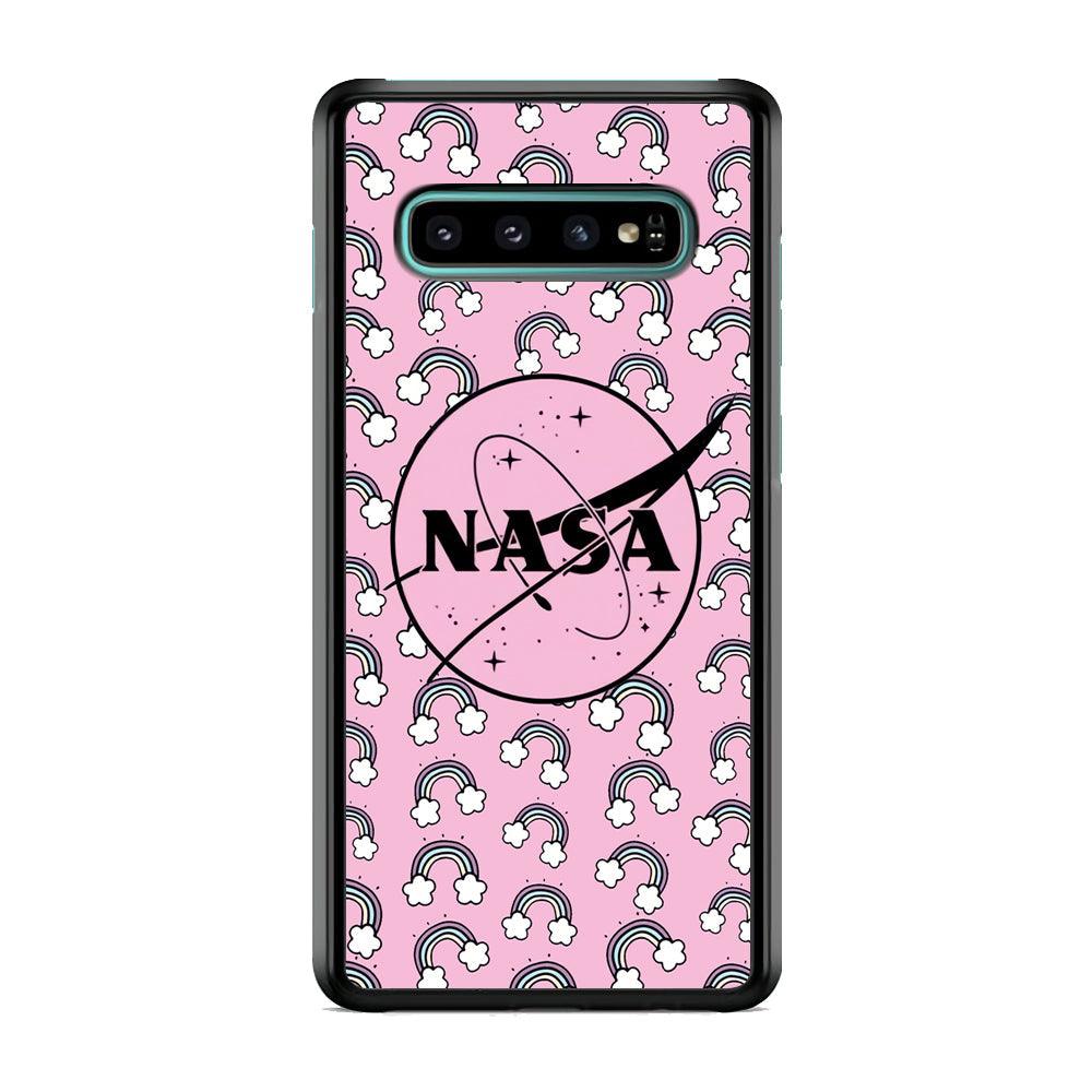 Nasa and Rainbow Features Samsung Galaxy S10 Plus Case-Rubber Black (2D Case)-Oxvistore