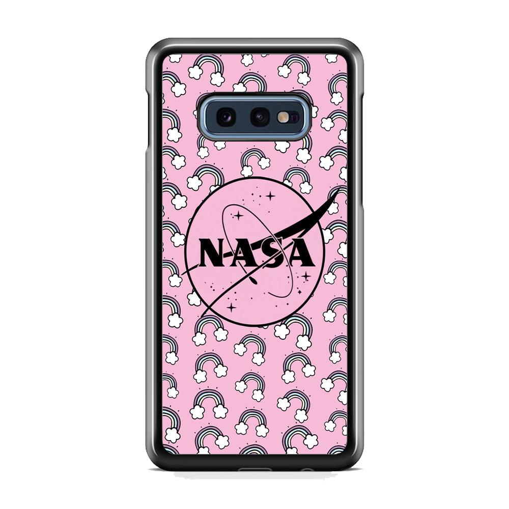 Nasa and Rainbow Features Samsung Galaxy S10E Case-Rubber Black (2D Case)-Oxvistore