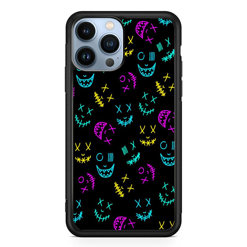 Neon Masks Smile 2D Rubber Phone Case-Black-Oxvistore