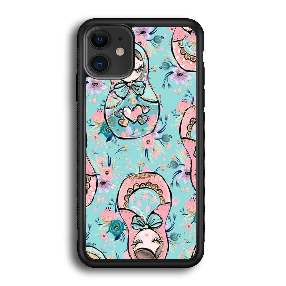 Nesting Dolls Morning Side iPhone 11 Case-Rubber White (2D Case)-Oxvistore