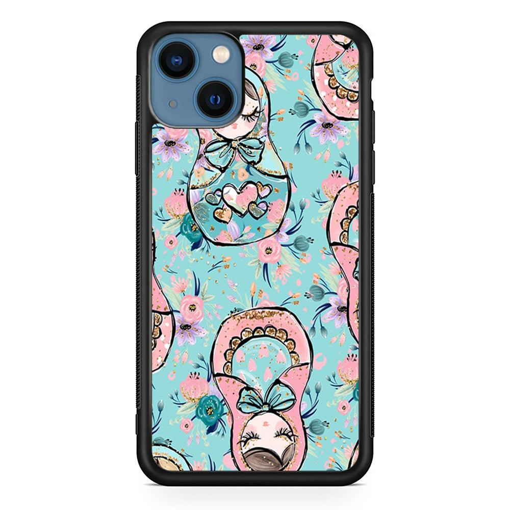 Nesting Dolls Morning Side iPhone 14 Case-Rubber White (2D Case)-Oxvistore