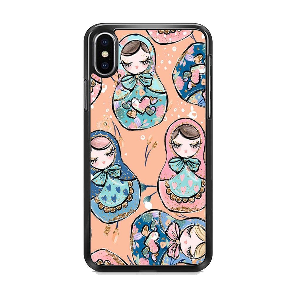 Nesting Dolls Dusk Color iPhone XS Case-Rubber Black (2D Case)-Oxvistore