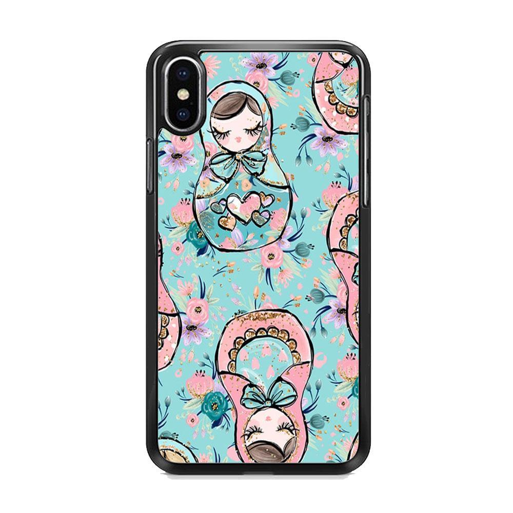 Nesting Dolls Morning Side iPhone XS Case-Rubber Black (2D Case)-Oxvistore
