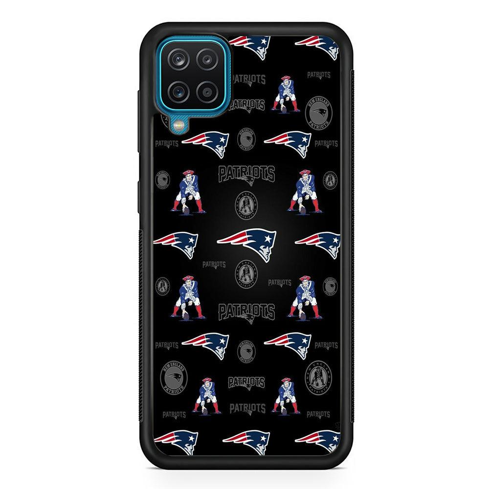 New England Patriots a Lot of Spirit Samsung Galaxy A12 Case-Rubber Black (2D Case)-Oxvistore