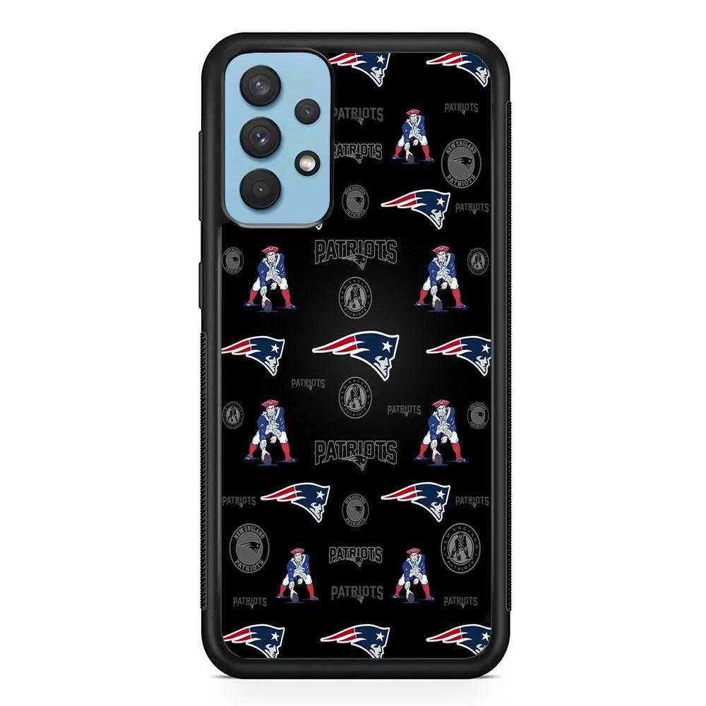 New England Patriots a Lot of Spirit Samsung Galaxy A32 Case-Rubber Black (2D Case)-Oxvistore