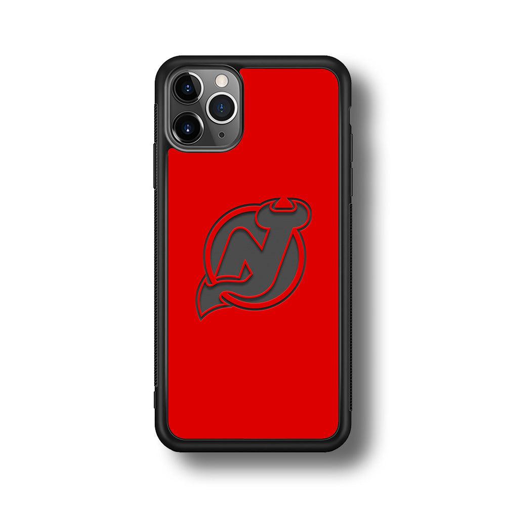 New Jersey Devils Grey Back Wall iPhone 11 Pro Max Case-Rubber Black (2D Case)-Oxvistore