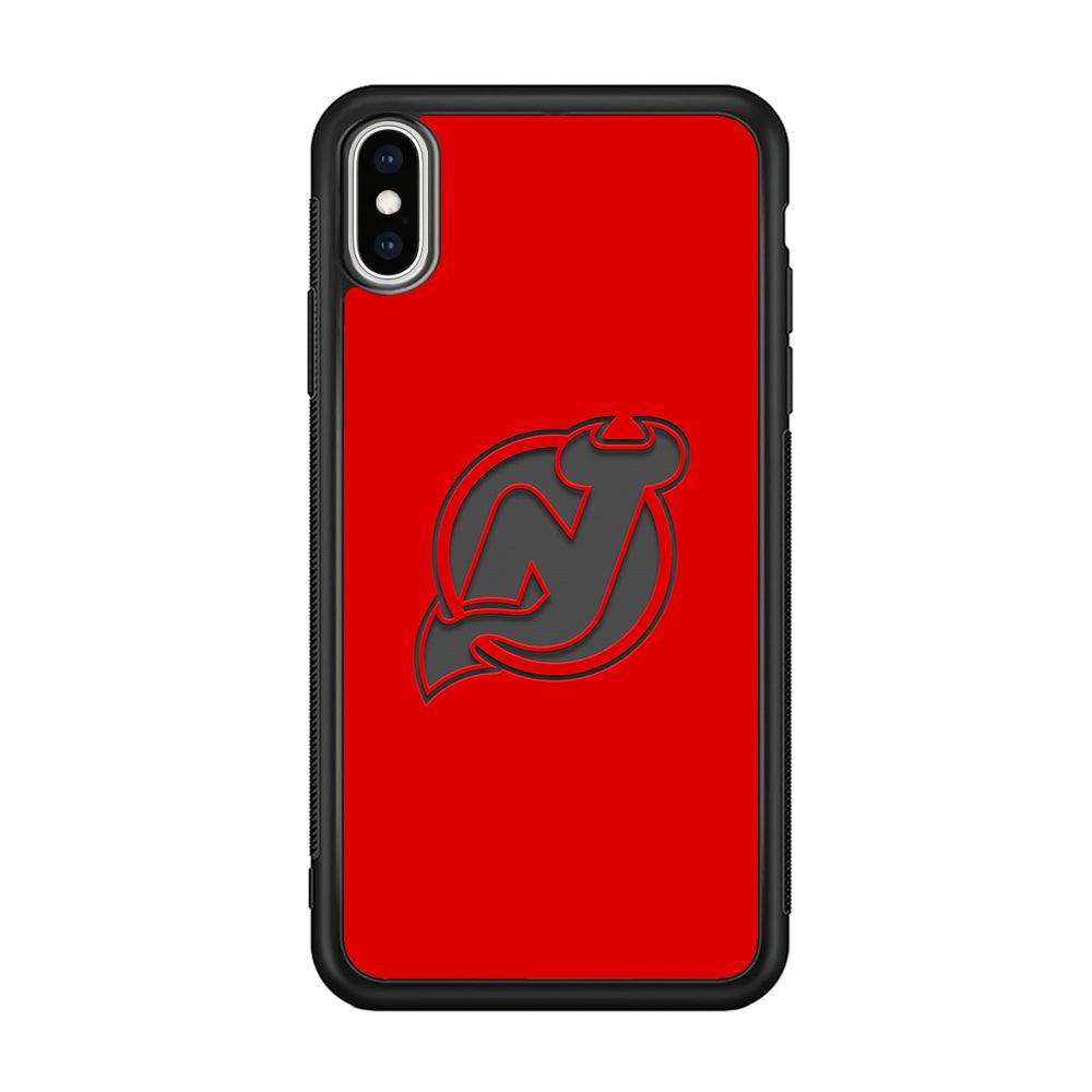 New Jersey Devils Grey Back Wall iPhone Xs Max Case-Rubber Black (2D Case)-Oxvistore