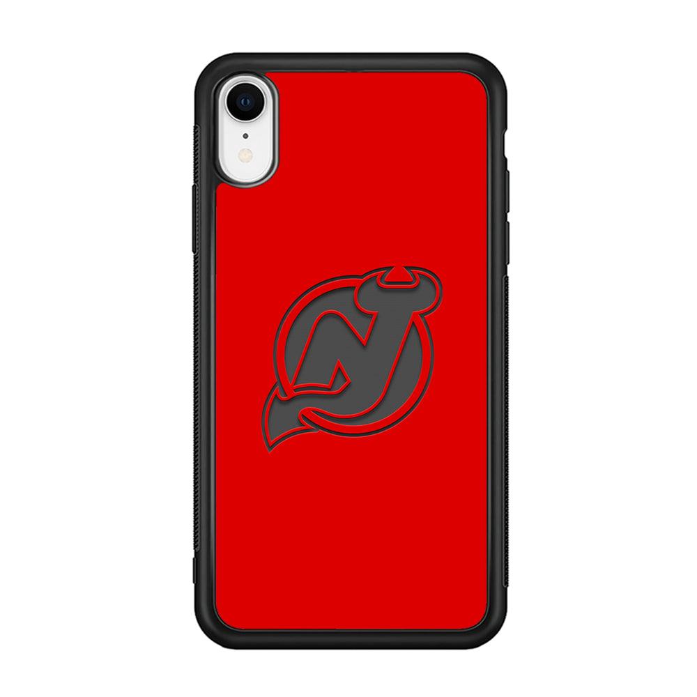New Jersey Devils Grey Back Wall iPhone XR Case-Rubber Black (2D Case)-Oxvistore
