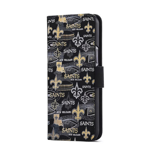 New Orleans Saints Pattern Flip Wallet Phone Case-Oxvistore