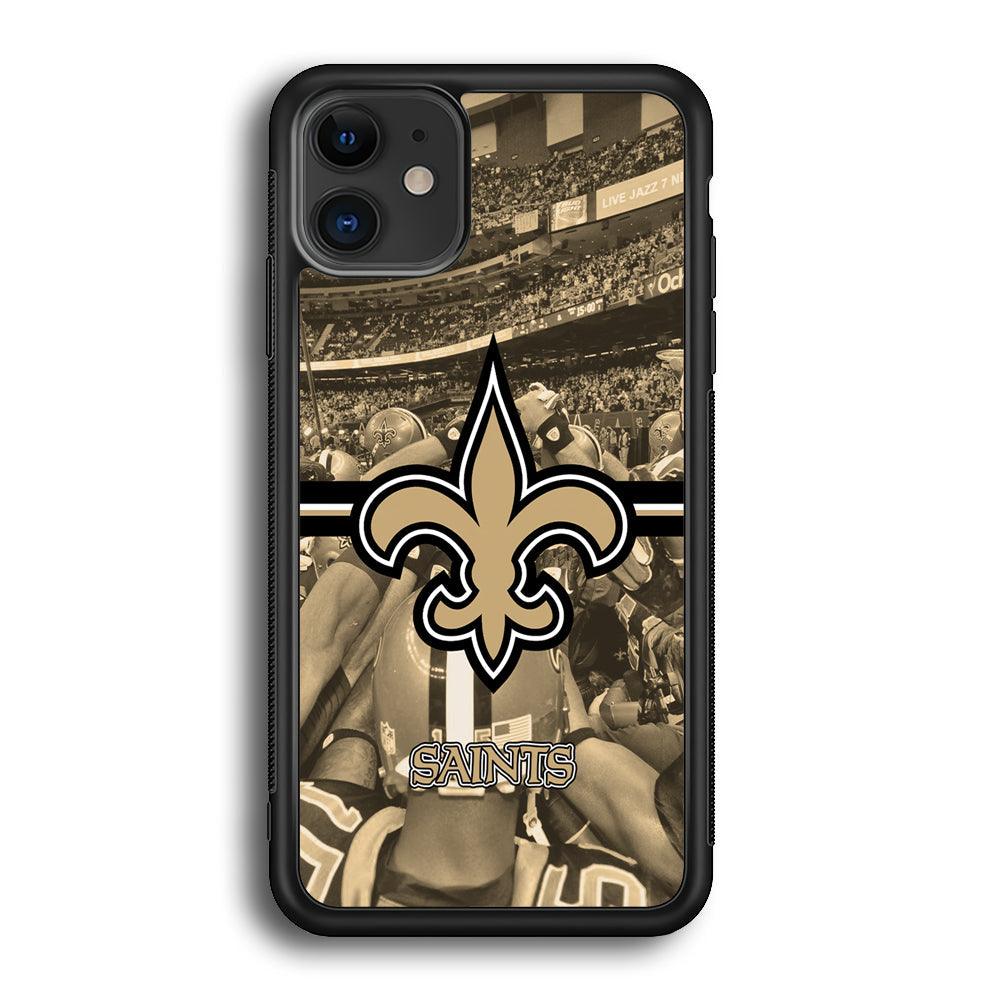 New Orleans Saints Winning The Game iPhone 12 Case-Rubber Black (2D Case)-Oxvistore