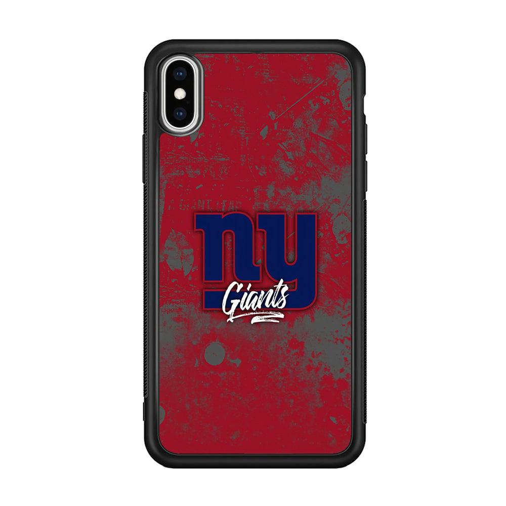 New York Giants Shadows of Passion iPhone XS Case-Rubber Black (2D Case)-Oxvistore