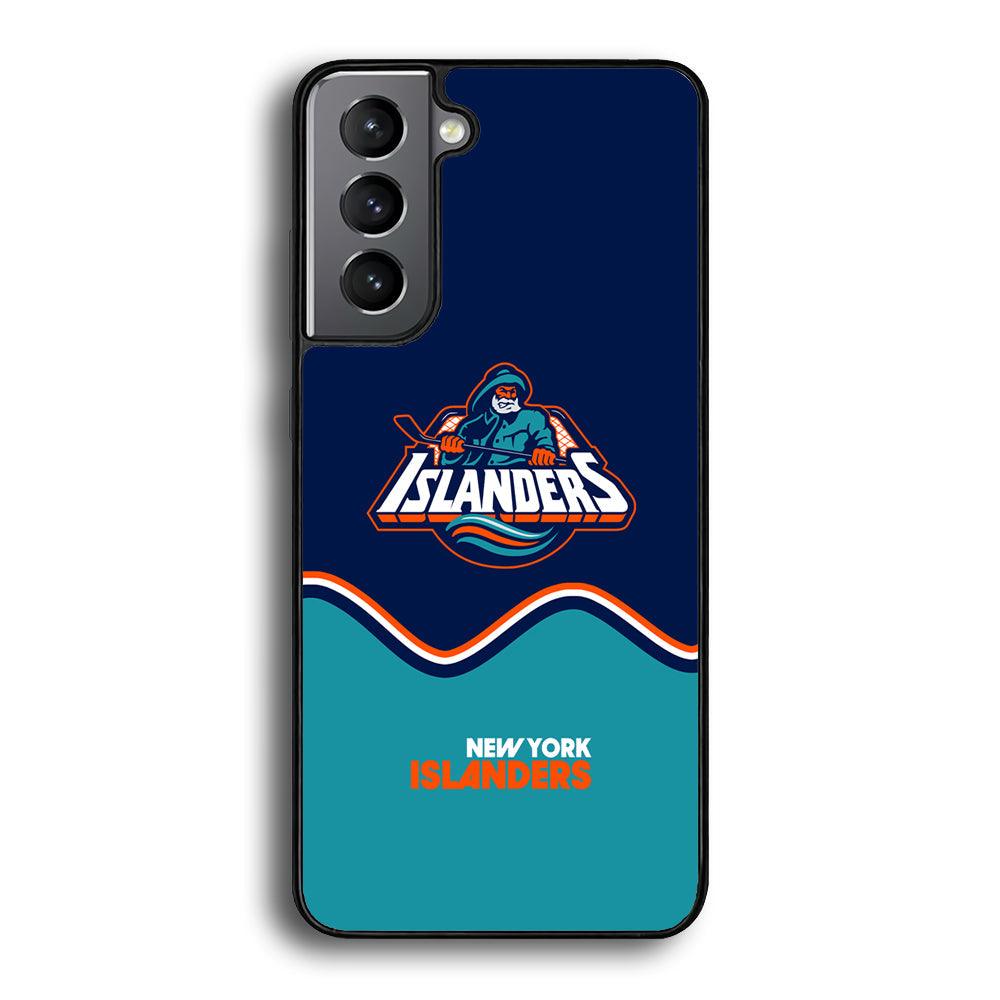 New York Islanders Waving The Ice Samsung Galaxy S24 Case-Rubber Black (2D Case)-Oxvistore