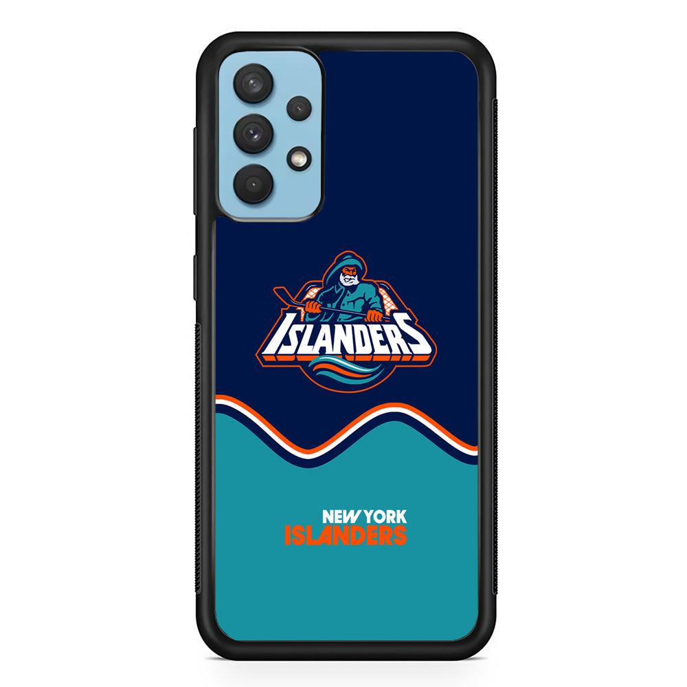 New York Islanders Waving The Ice Samsung Galaxy A32 Case-Rubber Black (2D Case)-Oxvistore
