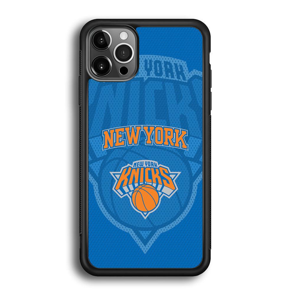 New York Knicks The Ball Blue Patern iPhone 12 Pro Case-Rubber Black (2D Case)-Oxvistore