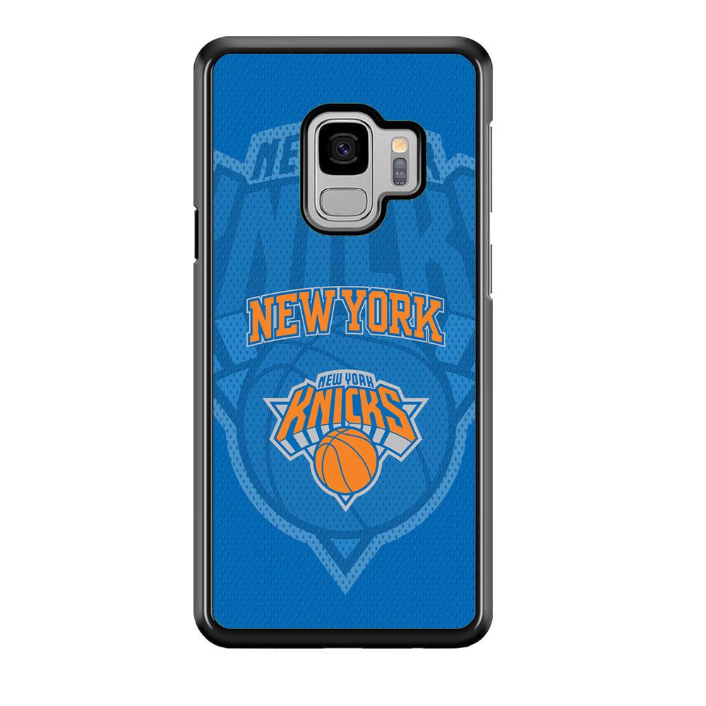 New York Knicks The Ball Blue Patern Samsung Galaxy S9 Case-Rubber Black (2D Case)-Oxvistore