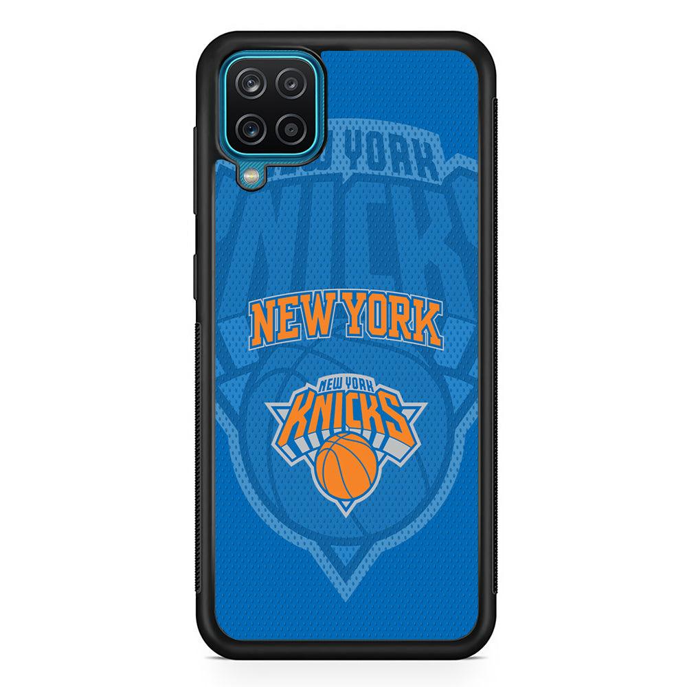 New York Knicks The Ball Blue Patern Samsung Galaxy A12 Case-Rubber Black (2D Case)-Oxvistore