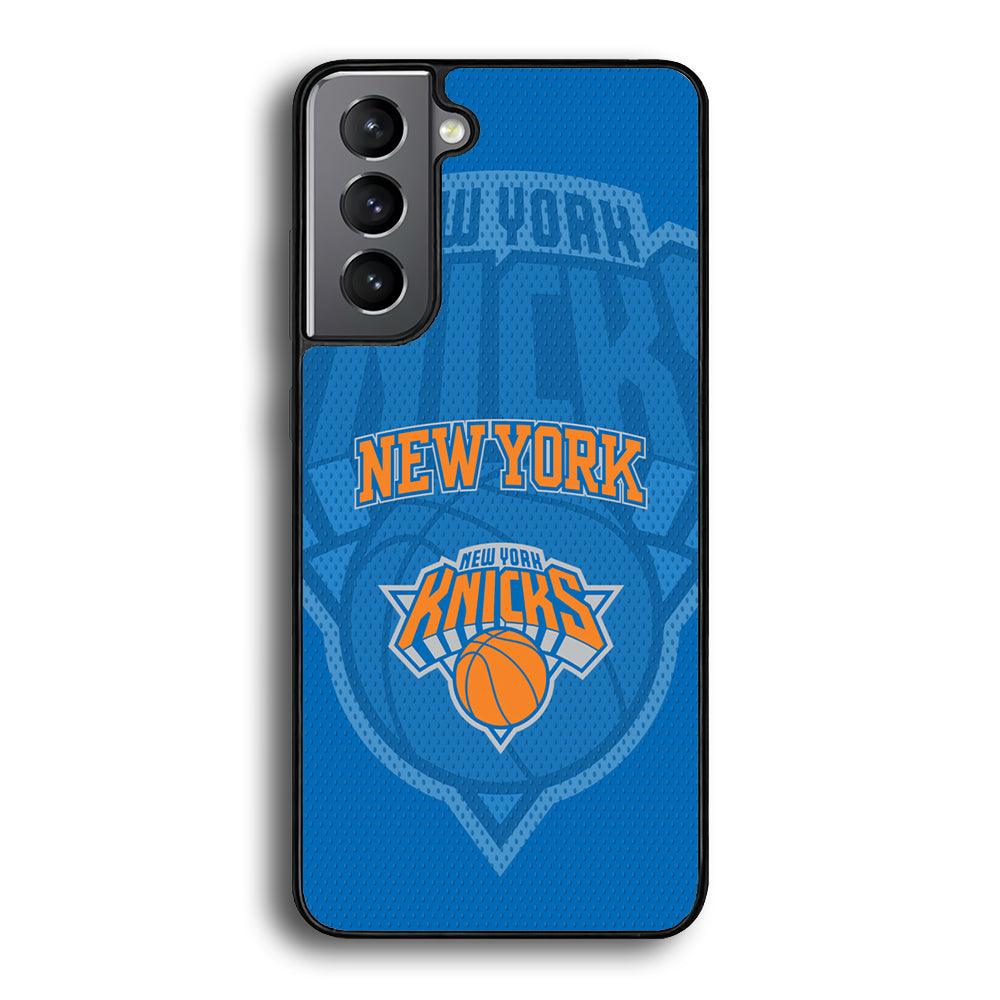 New York Knicks The Ball Blue Patern Samsung Galaxy S21 Case-Rubber Black (2D Case)-Oxvistore
