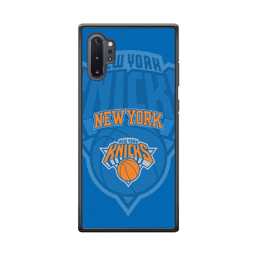 New York Knicks The Ball Blue Patern Samsung Galaxy Note 10 Plus Case-Rubber Black (2D Case)-Oxvistore