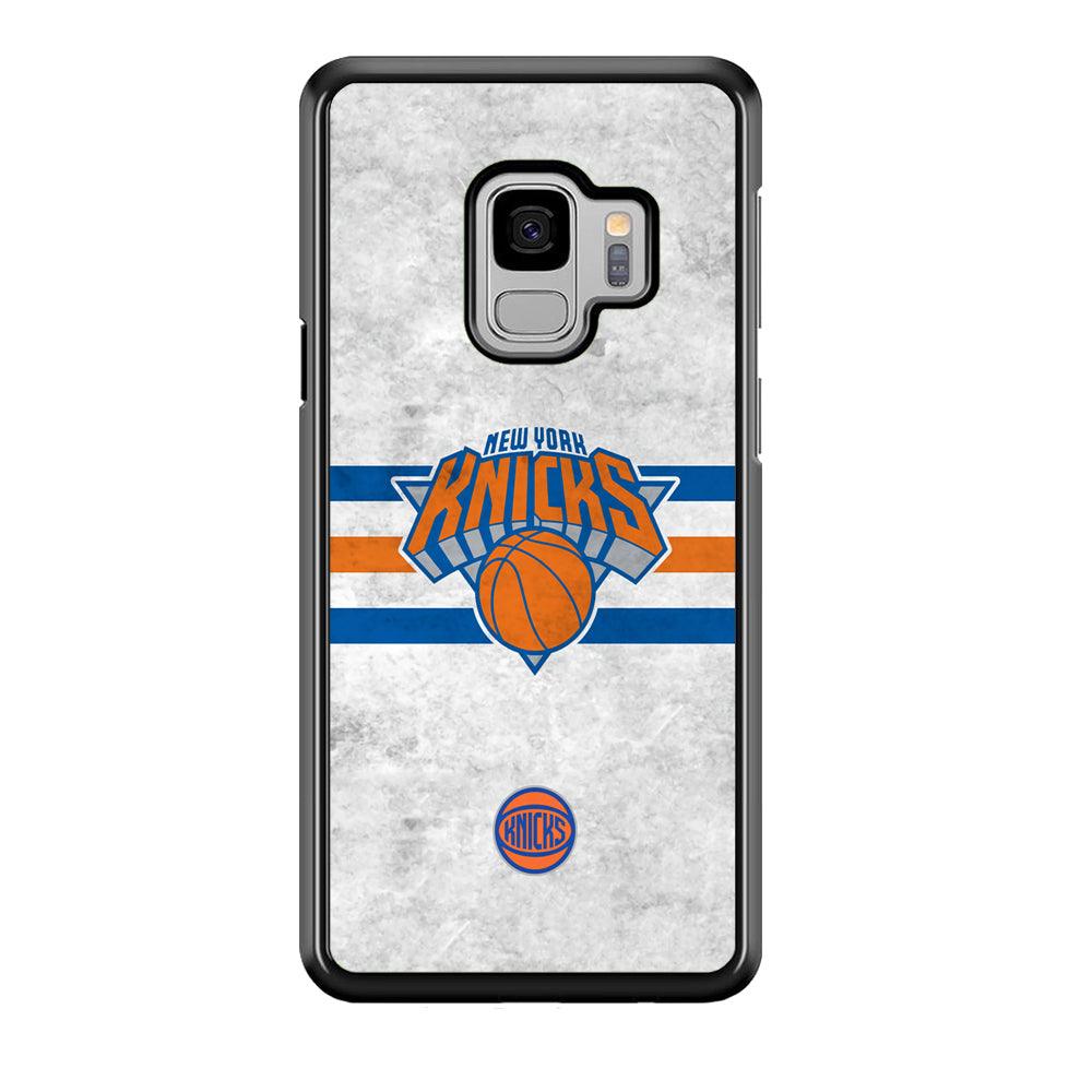 New York Knicks on Old Wall Samsung Galaxy S9 Case-Rubber Black (2D Case)-Oxvistore