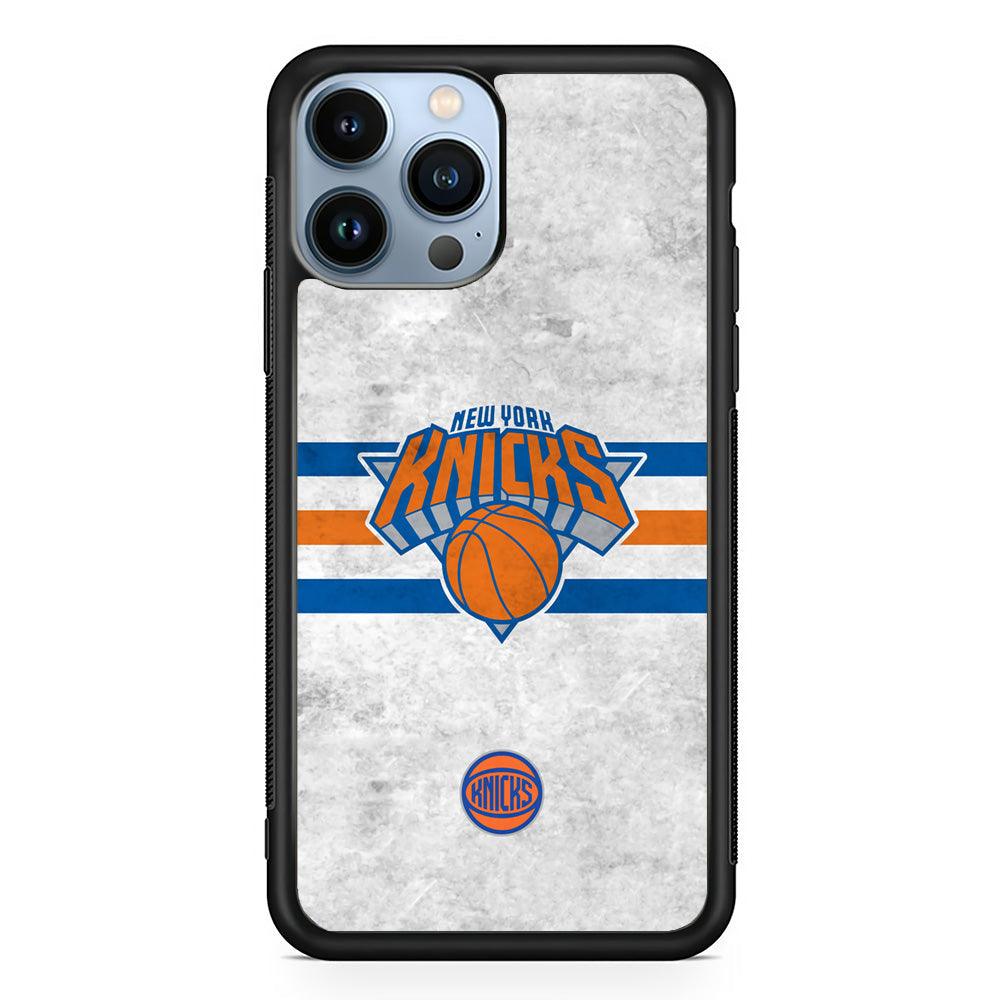 New York Knicks on Old Wall iPhone 15 Pro Case-Rubber Black (2D Case)-Oxvistore