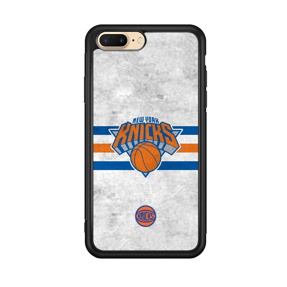 New York Knicks on Old Wall iPhone 8 Plus Case-Rubber Black (2D Case)-Oxvistore