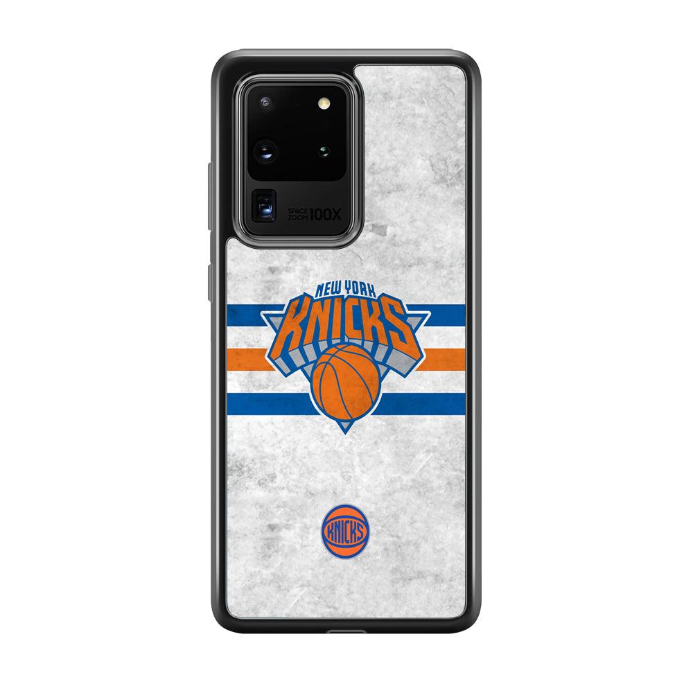 New York Knicks on Old Wall Samsung Galaxy S20 Ultra Case-Rubber Black (2D Case)-Oxvistore