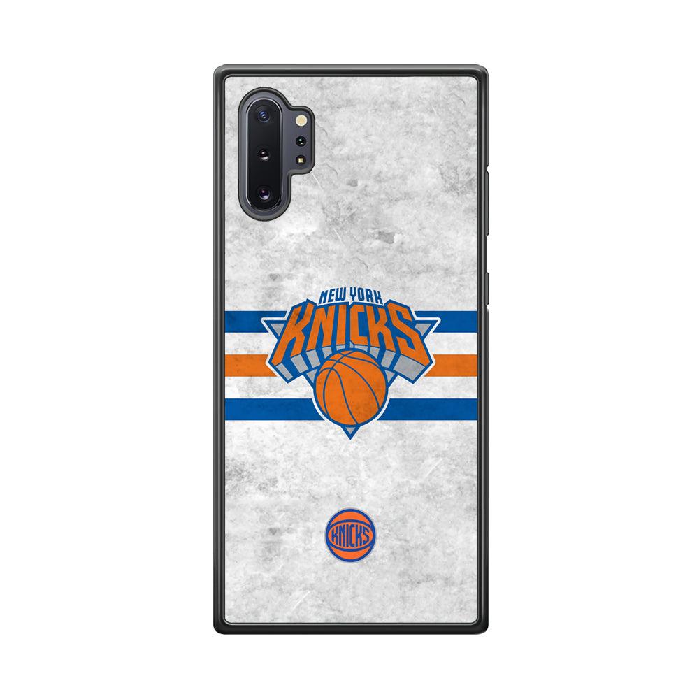 New York Knicks on Old Wall Samsung Galaxy Note 10 Plus Case-Rubber Black (2D Case)-Oxvistore