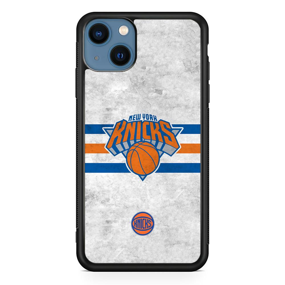 New York Knicks on Old Wall iPhone 14 Case-Rubber Black (2D Case)-Oxvistore