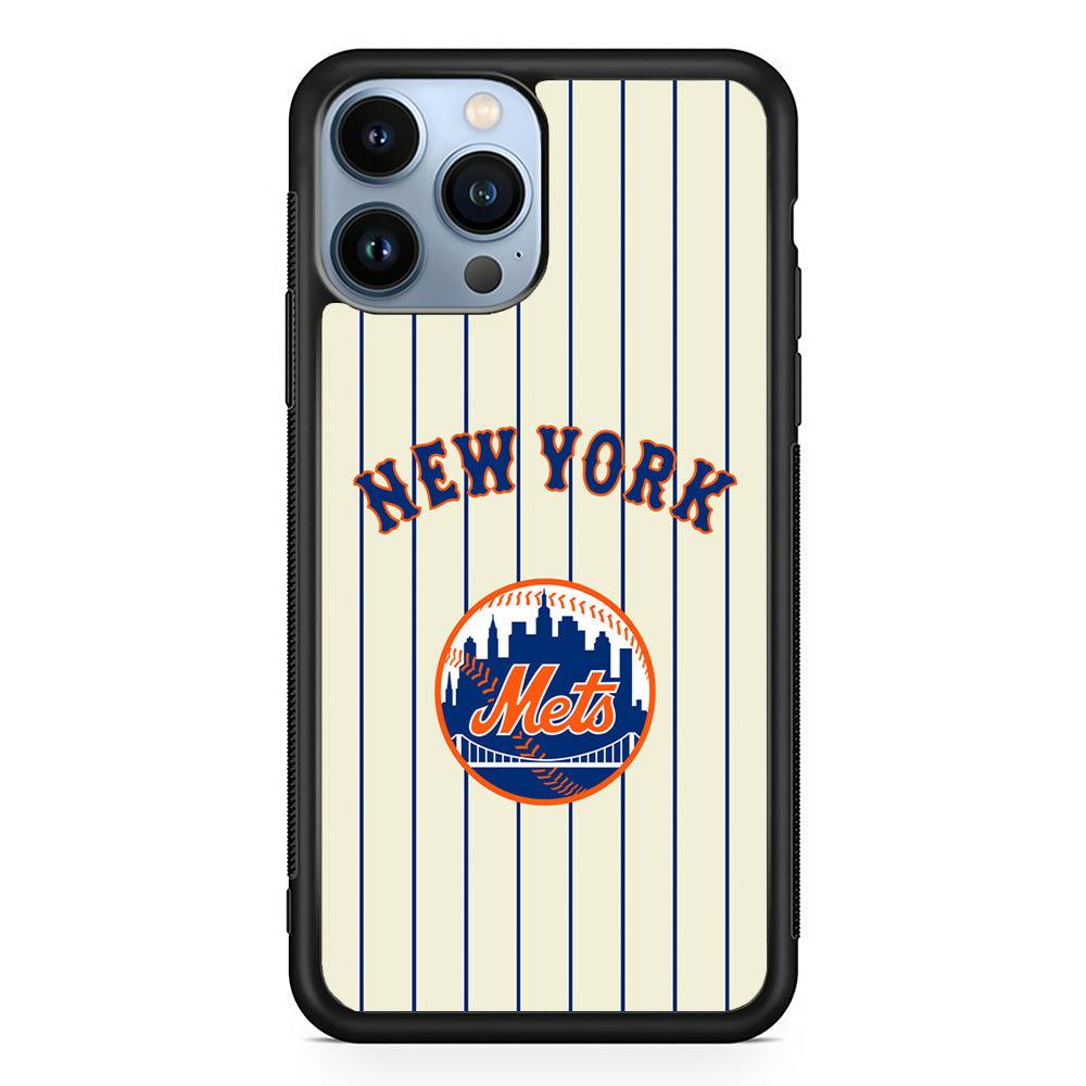 New York Mets Emblem of The City iPhone 14 Pro Max Case-Rubber Black (2D Case)-Oxvistore