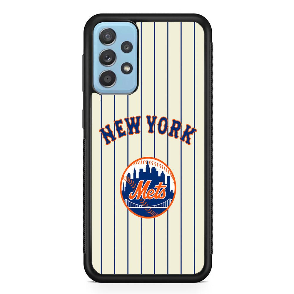 New York Mets Emblem of The City Samsung Galaxy A72 Case-Rubber Black (2D Case)-Oxvistore