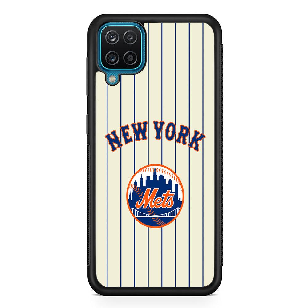 New York Mets Emblem of The City Samsung Galaxy A12 Case-Rubber Black (2D Case)-Oxvistore