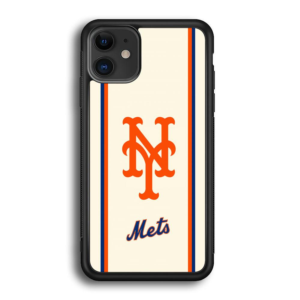 New York Mets Meet The Light iPhone 12 Case-Rubber Black (2D Case)-Oxvistore
