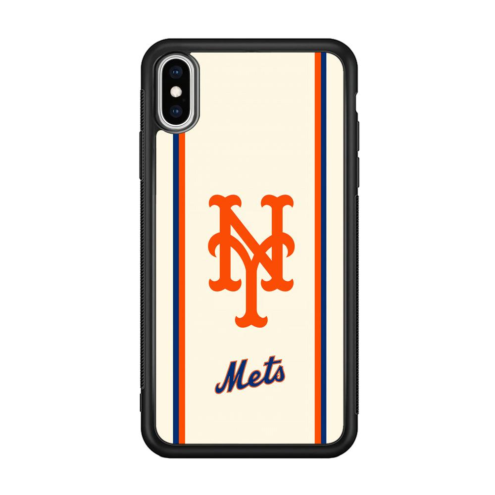 New York Mets Meet The Light iPhone XS Case-Rubber Black (2D Case)-Oxvistore