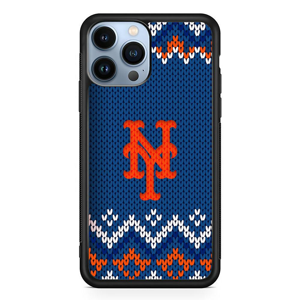 New York Mets Pattern 2D Rubber Phone Case-Black-Oxvistore