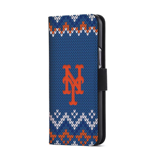 New York Mets Pattern Flip Wallet Phone Case-Oxvistore