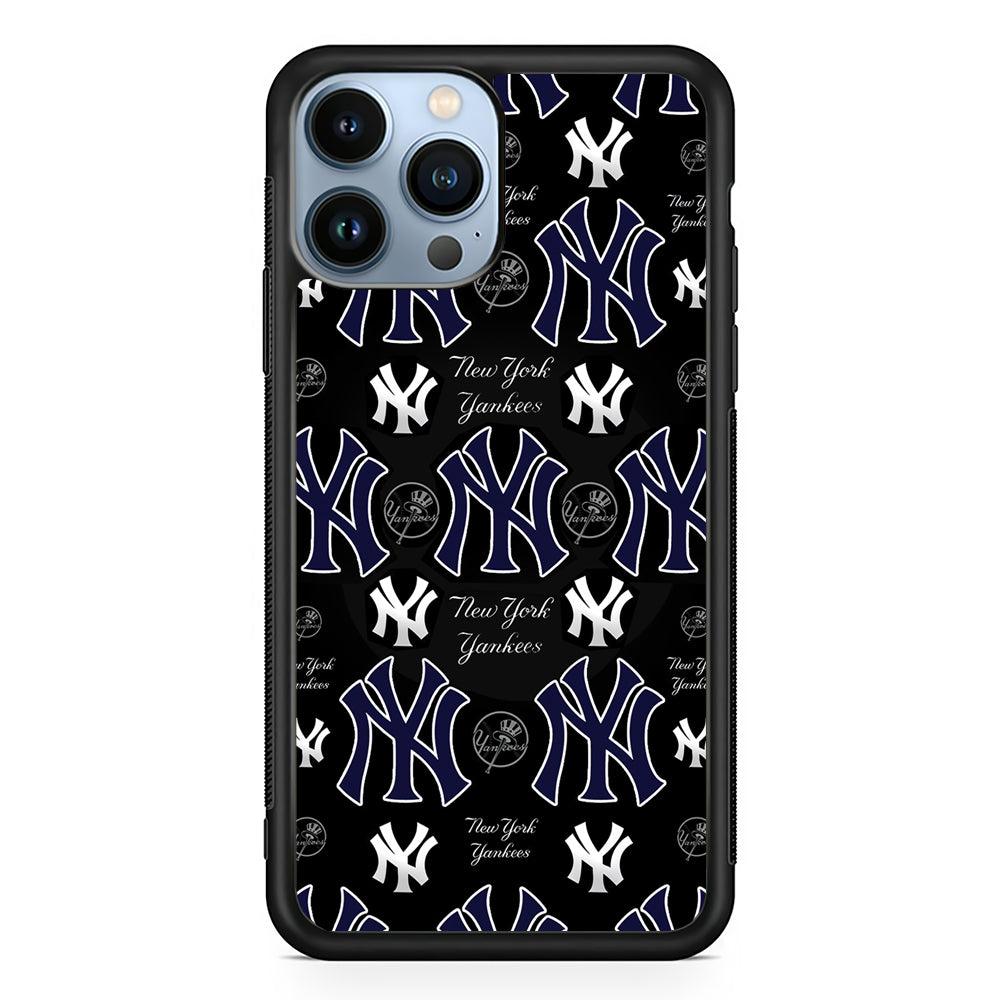 New York Yankees Pattern 2D Rubber Phone Case-Black-Oxvistore