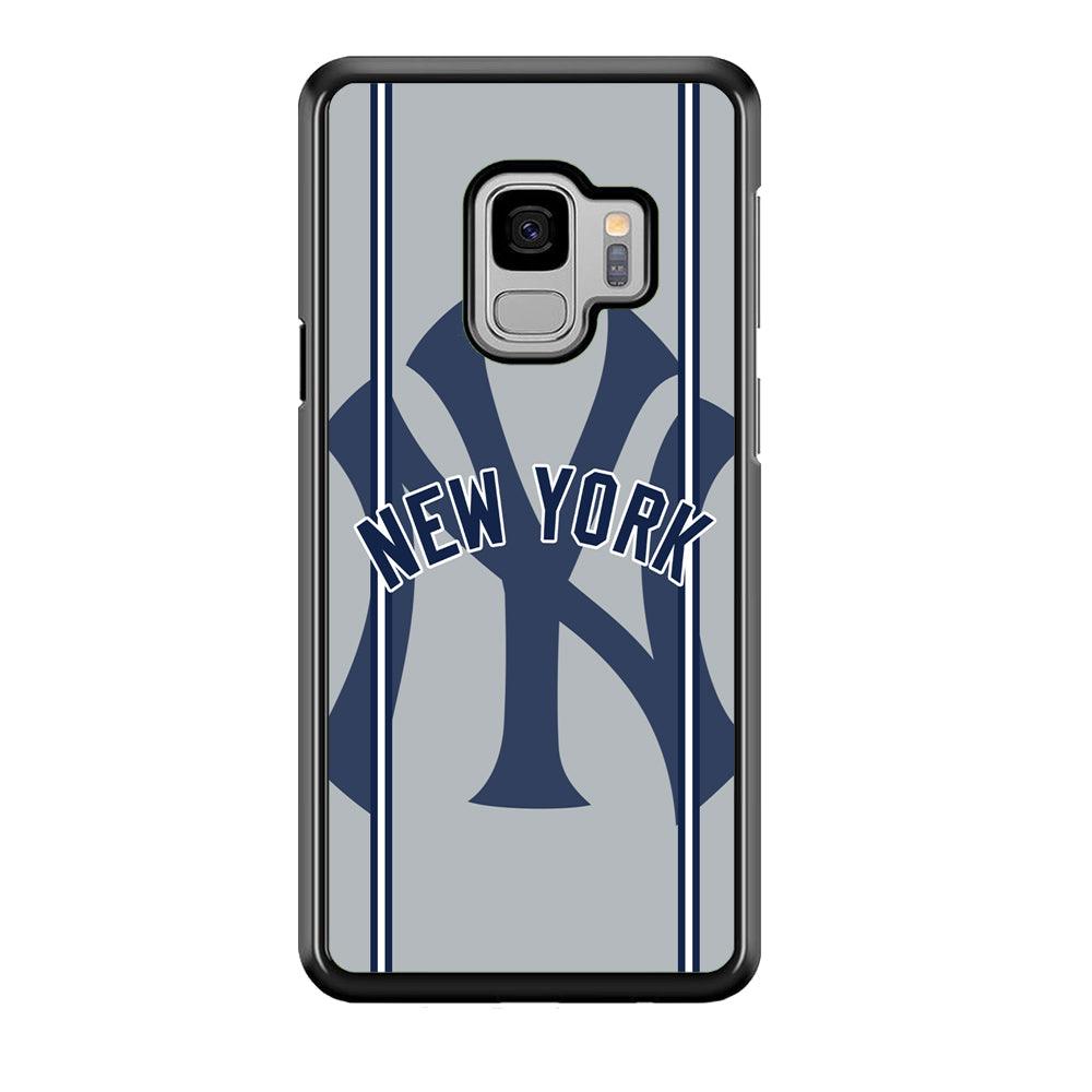 New York Yankees Wide Layer Samsung Galaxy S9 Case-Rubber Black (2D Case)-Oxvistore