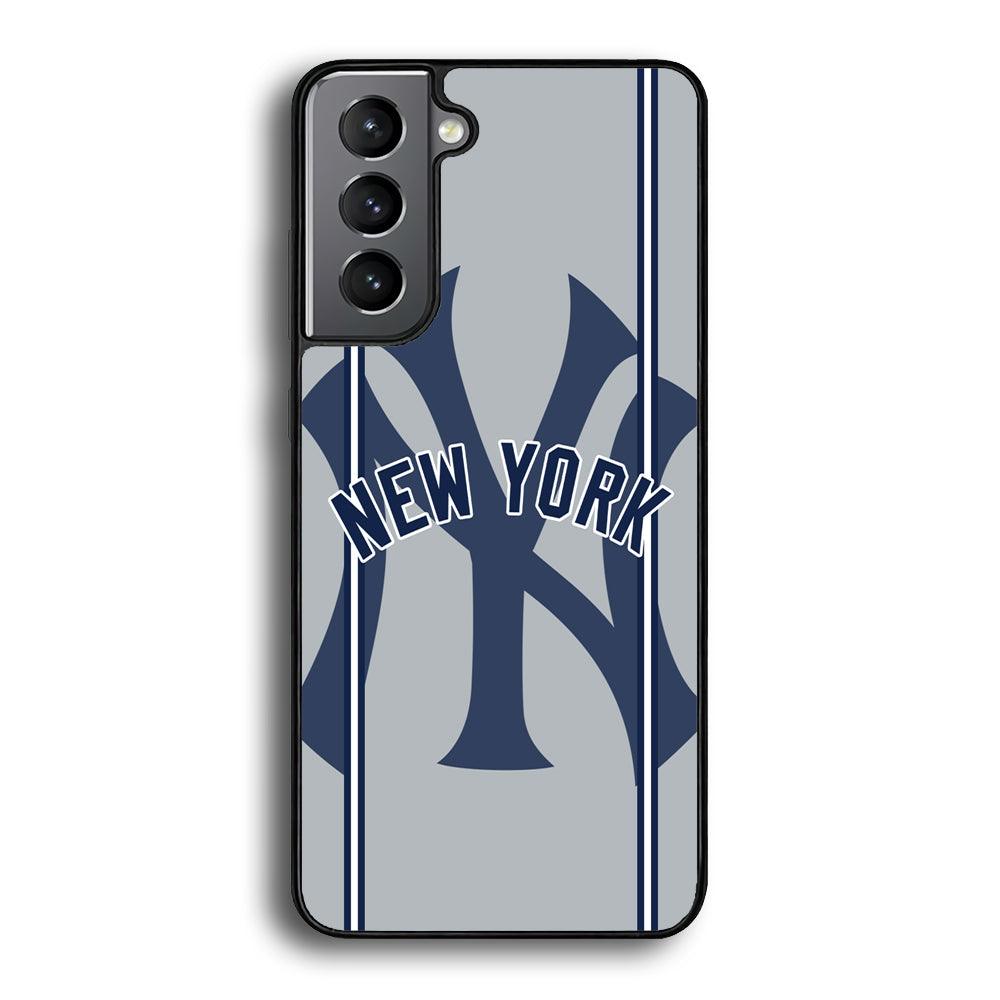 New York Yankees Wide Layer Samsung Galaxy S24 Case-Rubber Black (2D Case)-Oxvistore