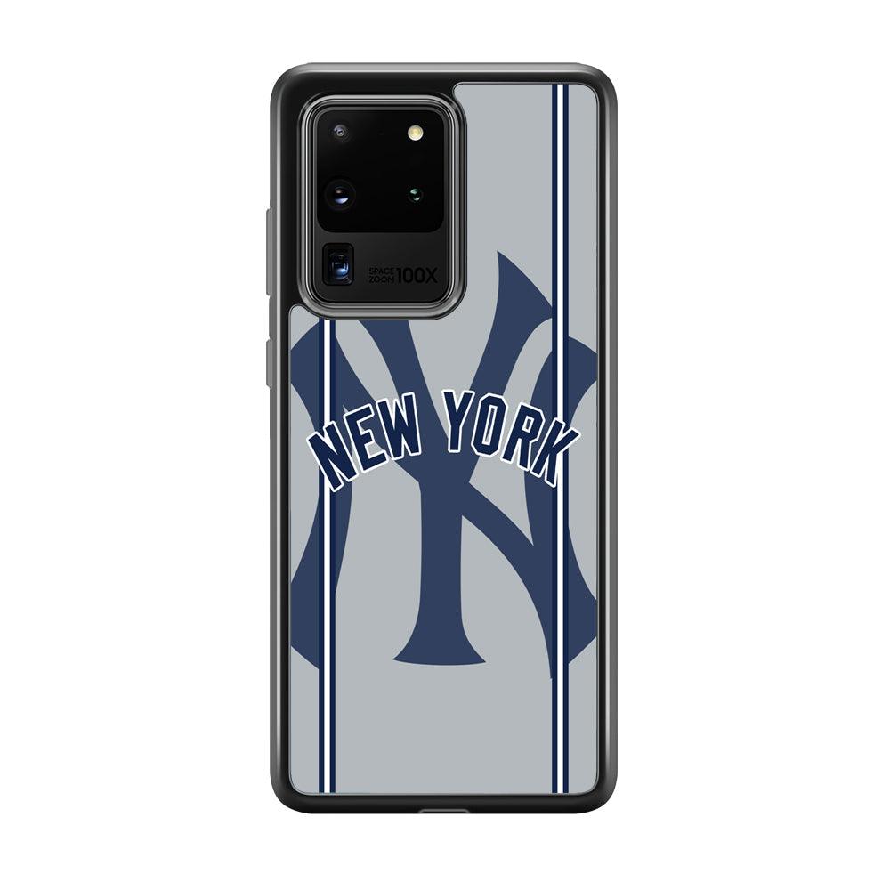 New York Yankees Wide Layer Samsung Galaxy S20 Ultra Case-Rubber Black (2D Case)-Oxvistore
