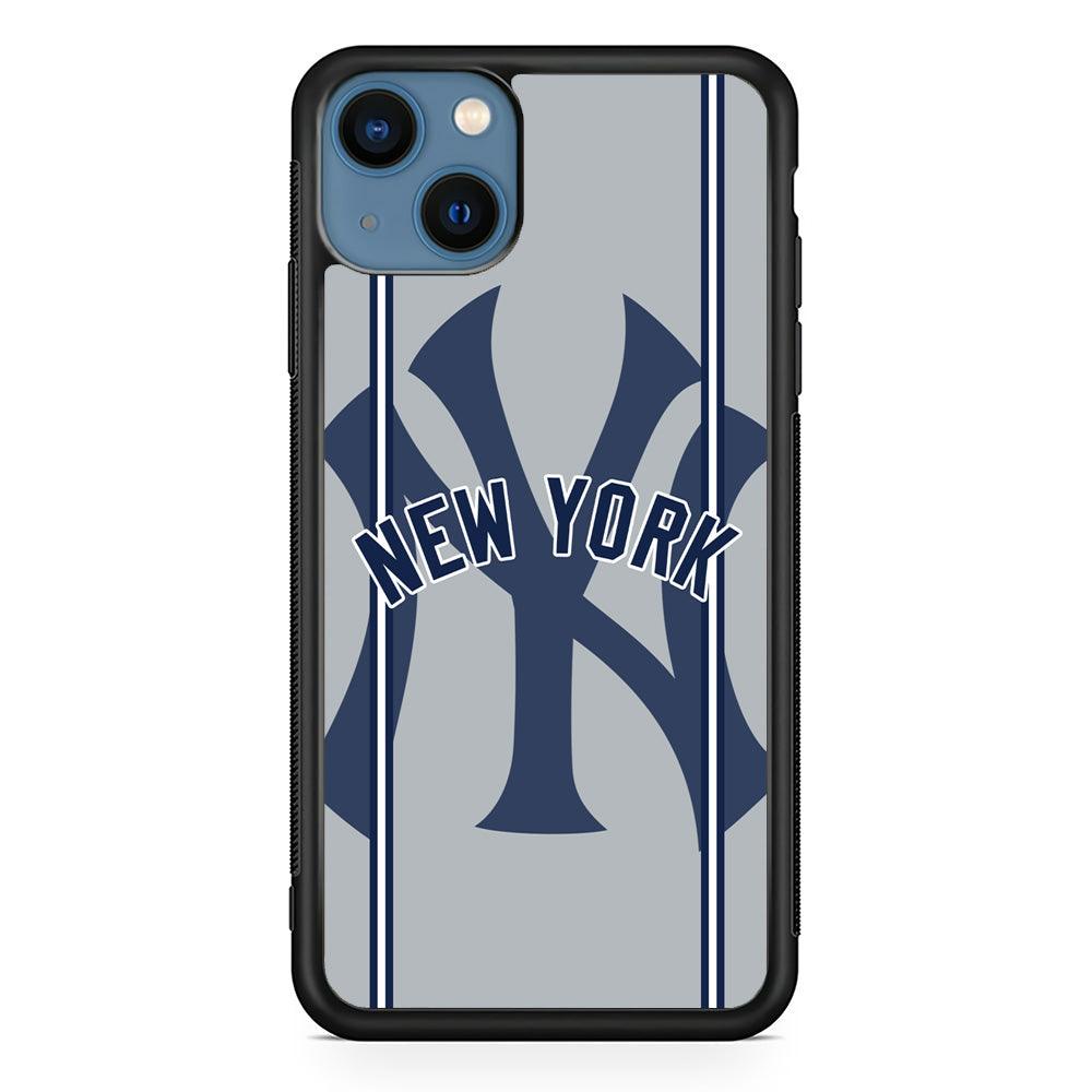 New York Yankees Wide Layer iPhone 14 Plus Case-Rubber Black (2D Case)-Oxvistore