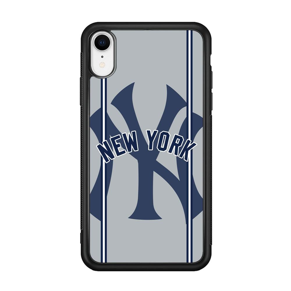 New York Yankees Wide Layer iPhone XR Case-Rubber Black (2D Case)-Oxvistore