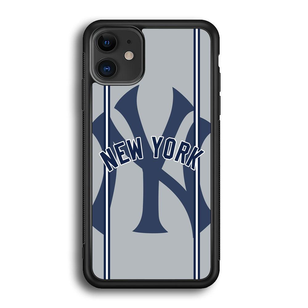 New York Yankees Wide Layer iPhone 12 Case-Rubber Black (2D Case)-Oxvistore