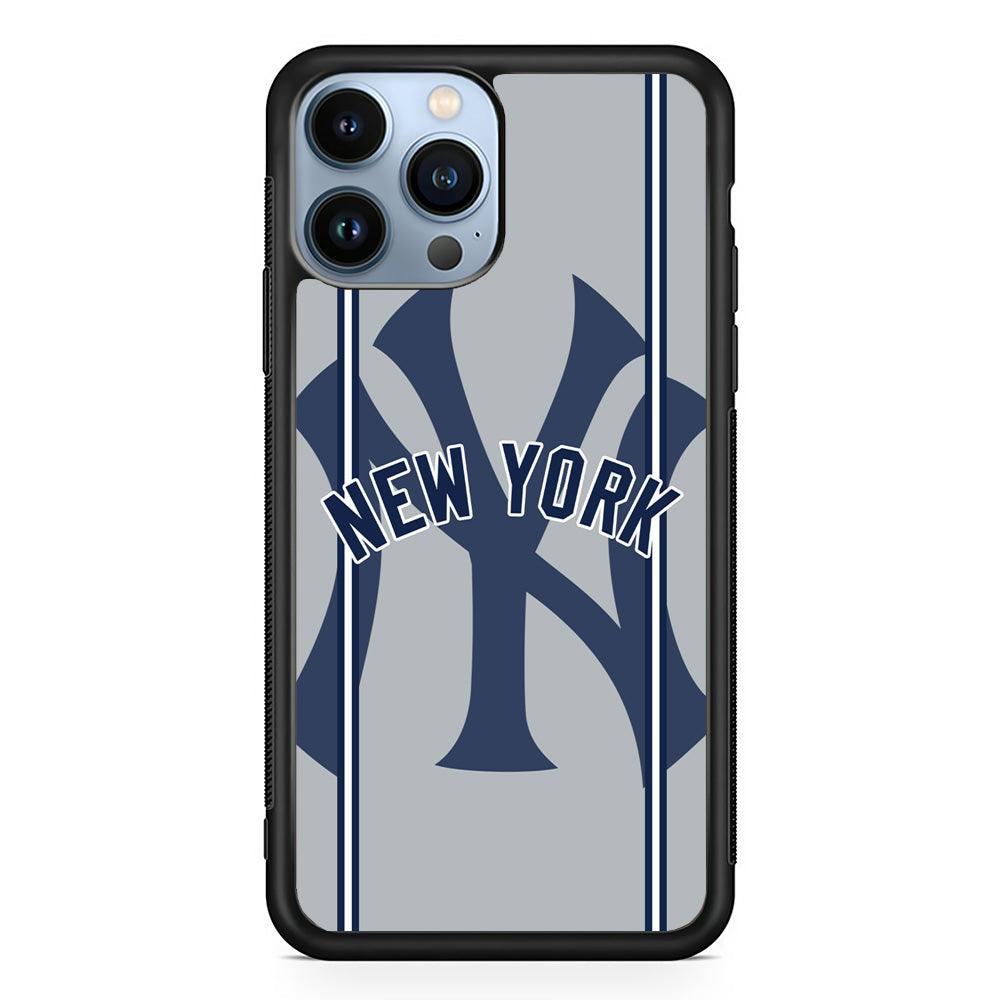 New York Yankees Wide Layer iPhone 13 Pro Case-Rubber Black (2D Case)-Oxvistore