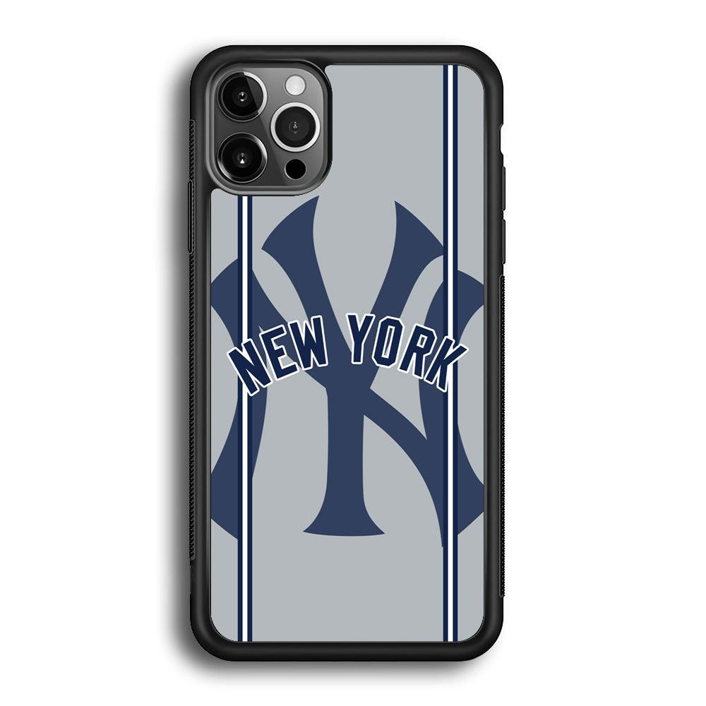 New York Yankees Wide Layer iPhone 12 Pro Case-Rubber Black (2D Case)-Oxvistore