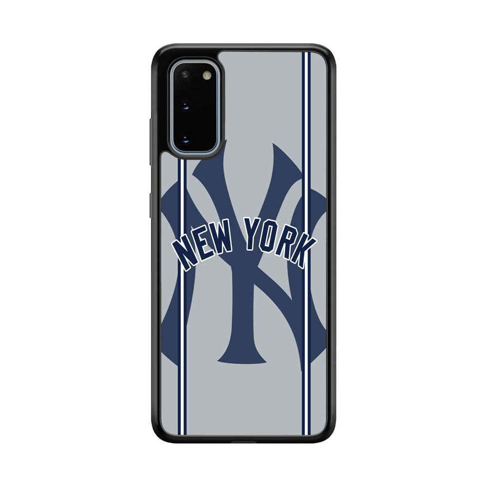 New York Yankees Wide Layer Samsung Galaxy S20 Case-Rubber Black (2D Case)-Oxvistore